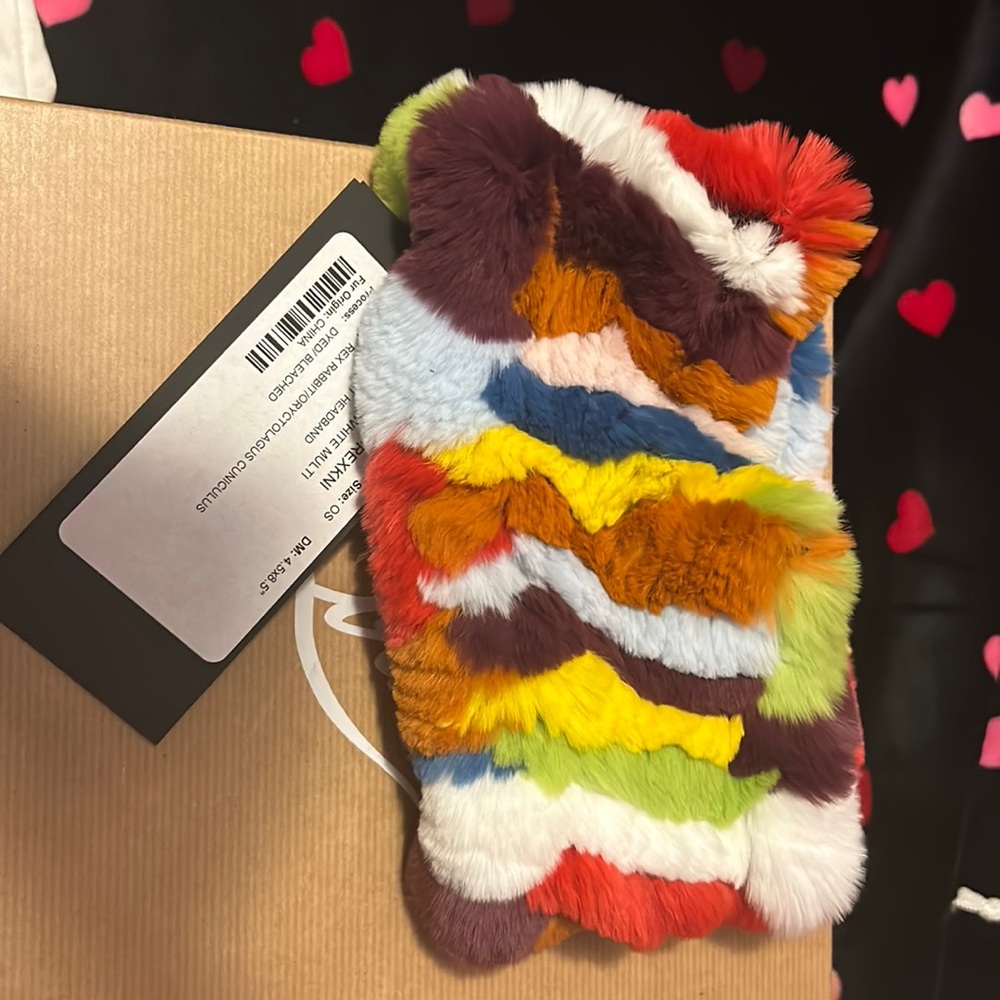 NWT Rainbow Rex Rabbit Knit Headband